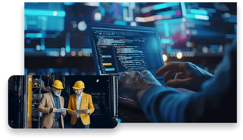 2 Mitarbeiter eines KMU diskutieren über Daten am Tablet